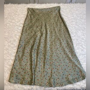 Altar’d state LG green satin midi skirt nwot